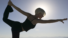 a woman doing yoga