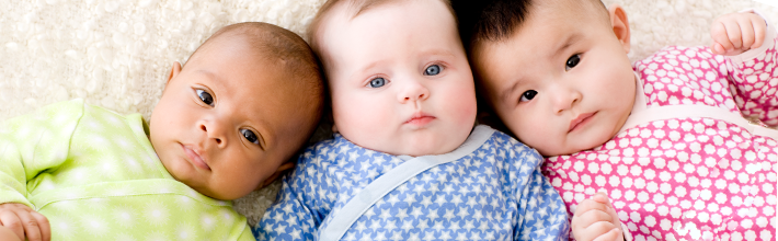 three multiethnic babies