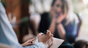 Woman talking to therapist